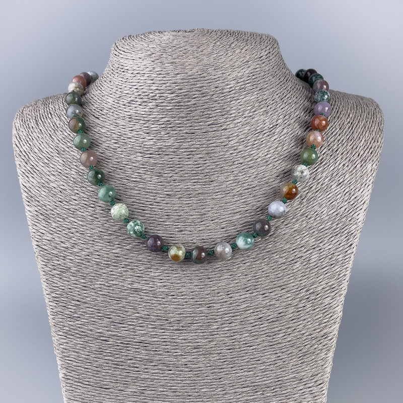 Jasper Necklace with Natural Beads, Smooth Round Beads, 8.5 mm Diameter, 52 cm Length