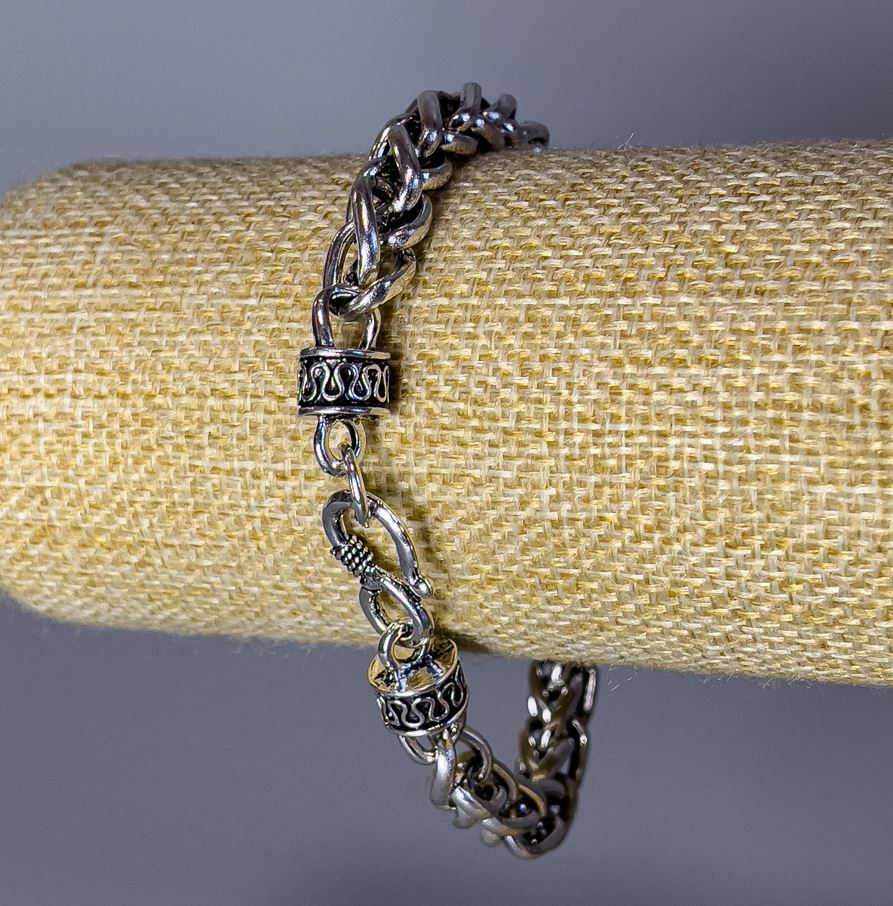 Браслет-ланцюг "Замок" сріблястий метал 6х8мм, товщина 8мм, довжина 21см +