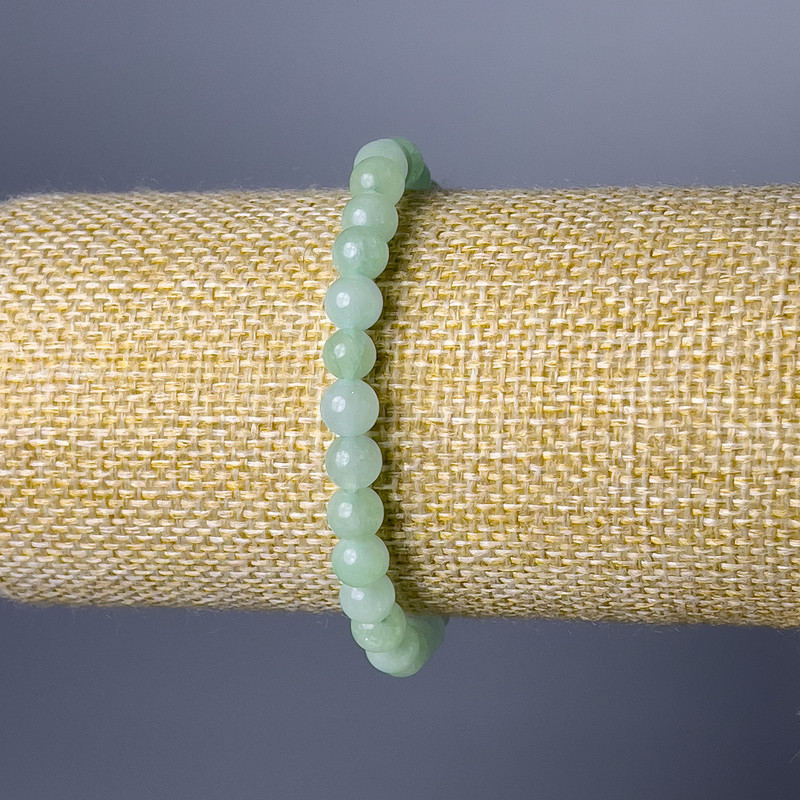 Amazonite bracelet with natural stone smooth beads, diameter 6.5 mm, length 18 cm (stretch)